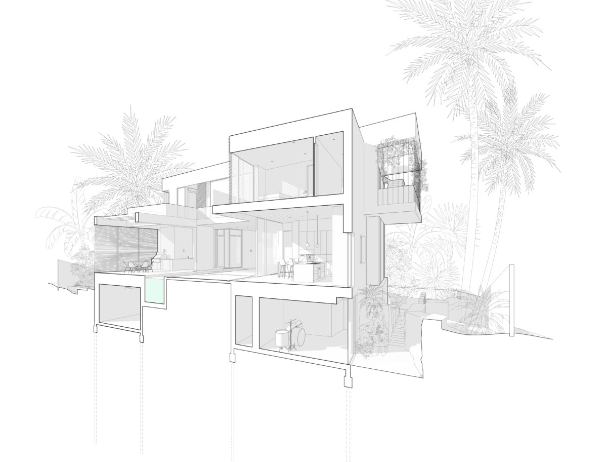 Seagrape Residence Architectural Section Drawing