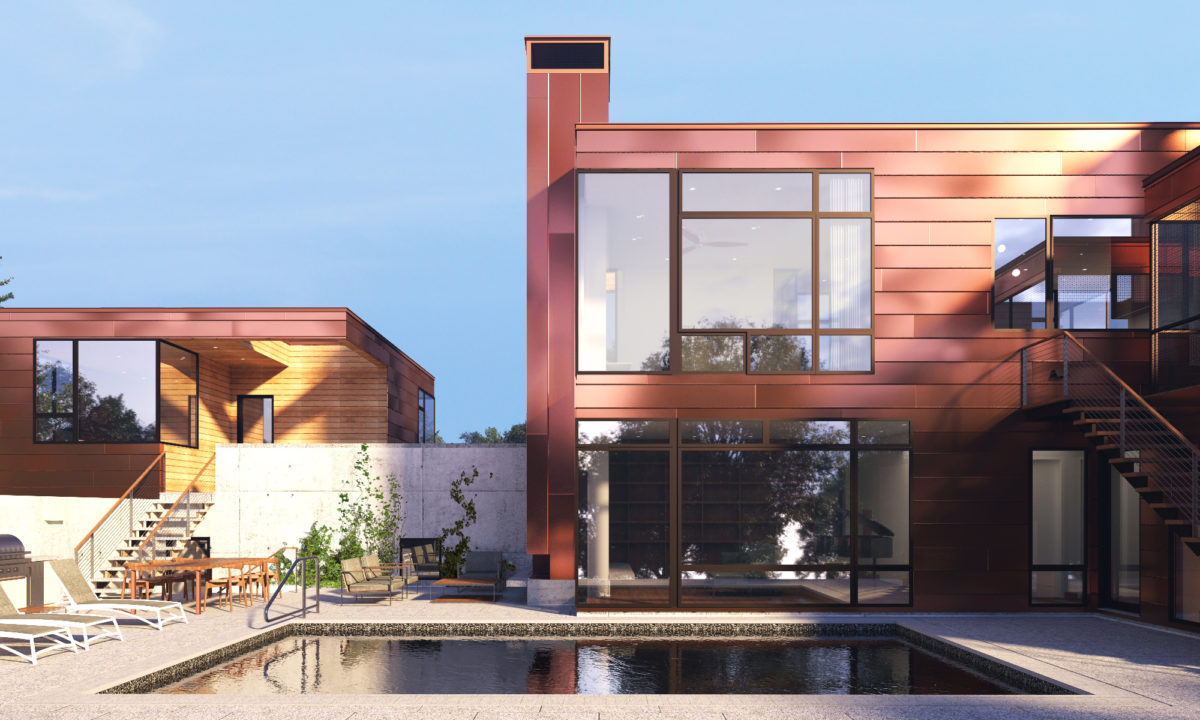 Dune House Modern Architecture Pool Deck Copper Siding